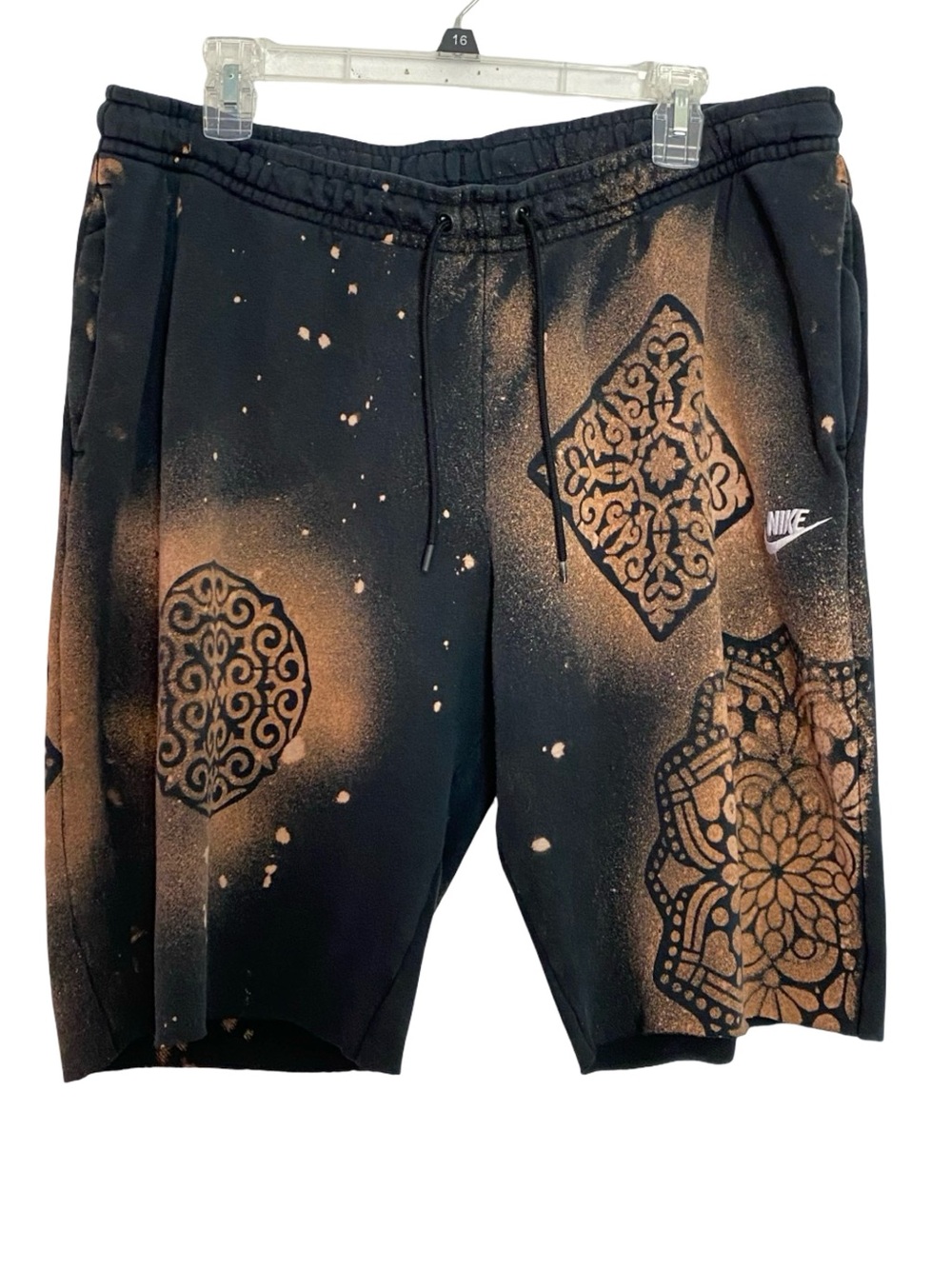 Nike Custom Athletic Shorts Cut Offs Mens Size XL Unisex Floral Mandala Bleached